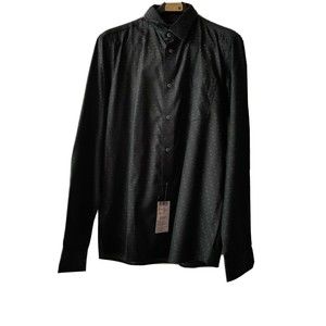 Arrow USA 1851 Men Sz 15.5 Button Up Dress Shirt Charcoal Solid Collar